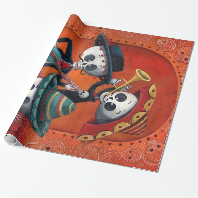 Diameter de Los Muertos Skelett MariachiTrio Presentpapper (Utrullad)