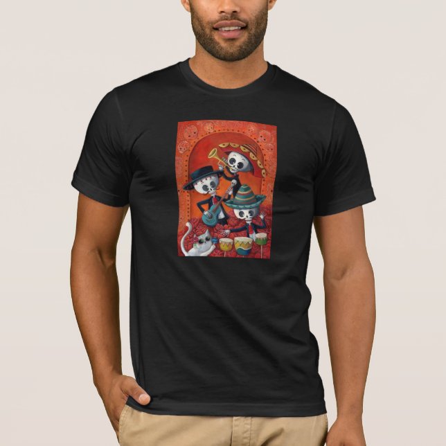 Diameter de Los Muertos Skelett MariachiTrio Tee Shirt (Framsida)
