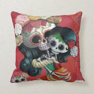 Diameter de Los Muertos Skelett mor och dotter Kudde