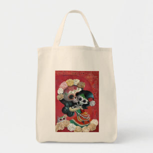 Diameter de Los Muertos Skelett mor och dotter Tygkasse