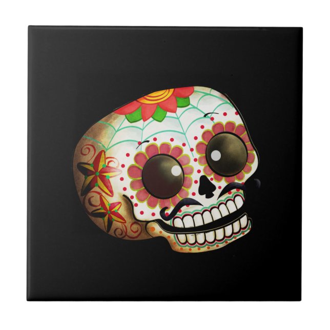 Diameter de Los Muertos Sockra skallekonst Kakelplatta (Framsidan)