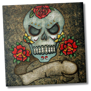 Diameter De Los Muertos Stigning sockerskalle Kakelplatta
