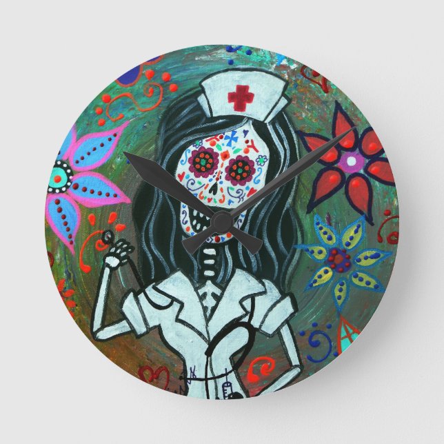 Diameter de los Muertos Vårda RN målning Rund Klocka (Framsida)