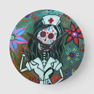 Diameter de los Muertos Vårda RN målning Rund Klocka
