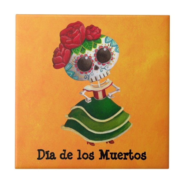 Diameter de Muertos Mexikan Fröcken död Kakelplatta (Framsidan)