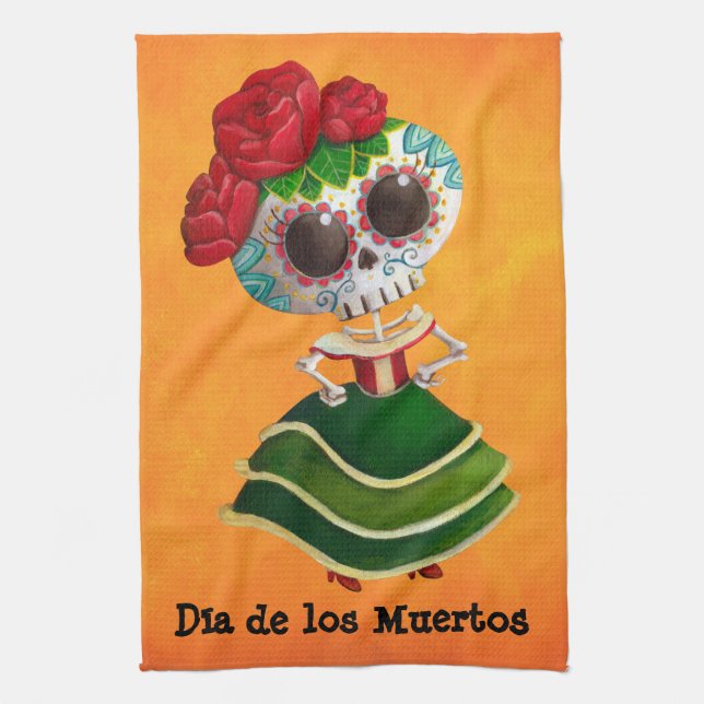 Diameter de Muertos Mexikan Fröcken död Kökshandduk (Vertikal)