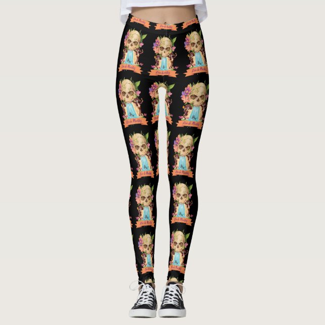 Diameter de Muertos Skalle vattenfall och Mariachi Leggings (Framsida)