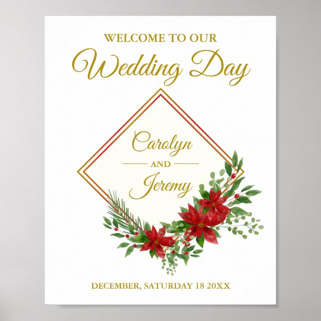 Diamod & Poinsettias Christmas Inspired Wedding Poster (Framsidan)
