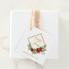Diamod & Poinsettias Julinspirerad Bröllop Gåvor Etiketter