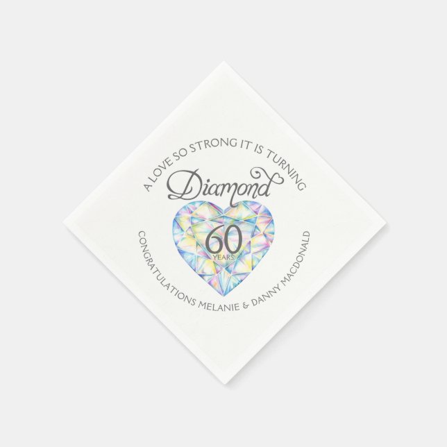 Diamond 60-årsjubiléet, namn, napkins pappersservett (Hörn)