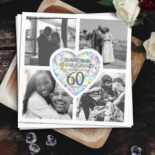 Diamond 60:e bröllop-årsdagen - fyra foton pappersservett