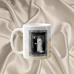 Diamond 60:e Eleganten Foto Bröllop-årsdag Kaffemugg