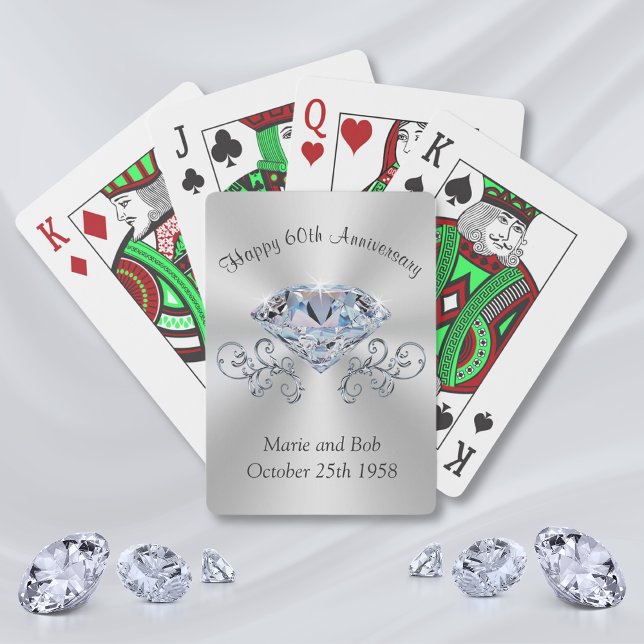 Diamond 60th Anniversary Spelkort (60th wedding anniversary party favors. Cheap anniversary gifts for grandparents, parents & friends.)