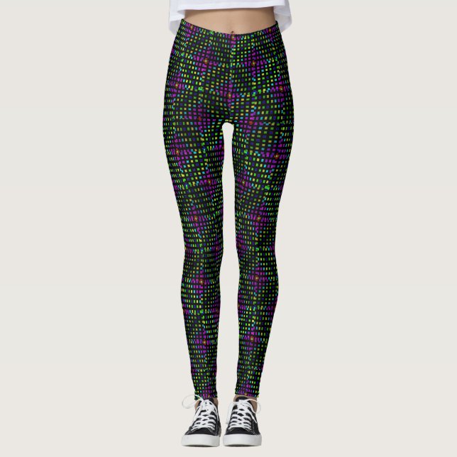 Diamond Abstrakt Mönster Leggings (Framsida)