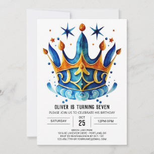 Diamond Anpassningsbar Prince Krona Birthday Inbjudningar