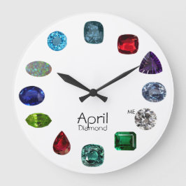 Diamond, April Birthstone Stor Klocka
