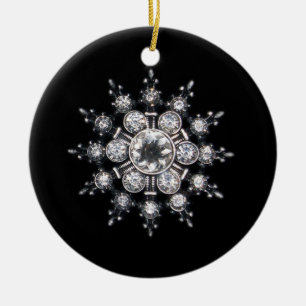 Diamond April Crystal Birthstone Snowflake Jewel Julgransprydnad Keramik
