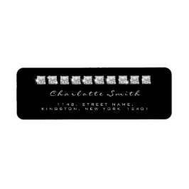 Diamond Black White-Returetiketter Returadress Etikett