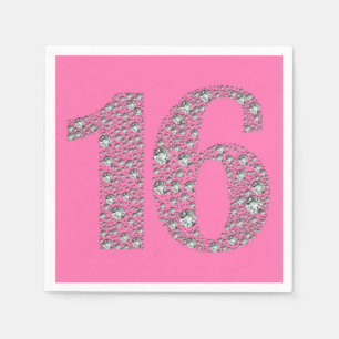 Diamond Bling 16 Sexton 16:e födelsedagen ANY FÄRG Pappersservett