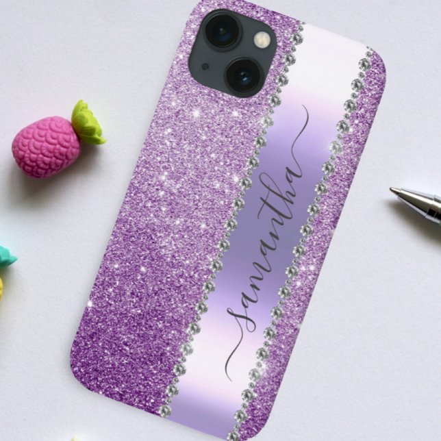 Diamond Bling Glitter Calligraphy Namn Lila (Skapare uppladdad)
