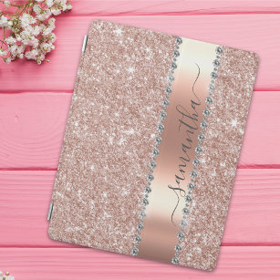Diamond Bling Glitter Calligraphy Namn Ro Guld iPad Skydd