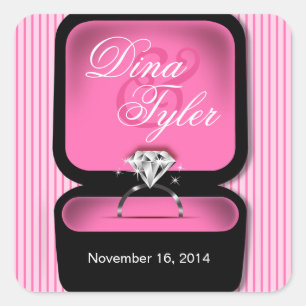 Diamond Bling Ring Box2 rosa Fyrkantigt Klistermärke