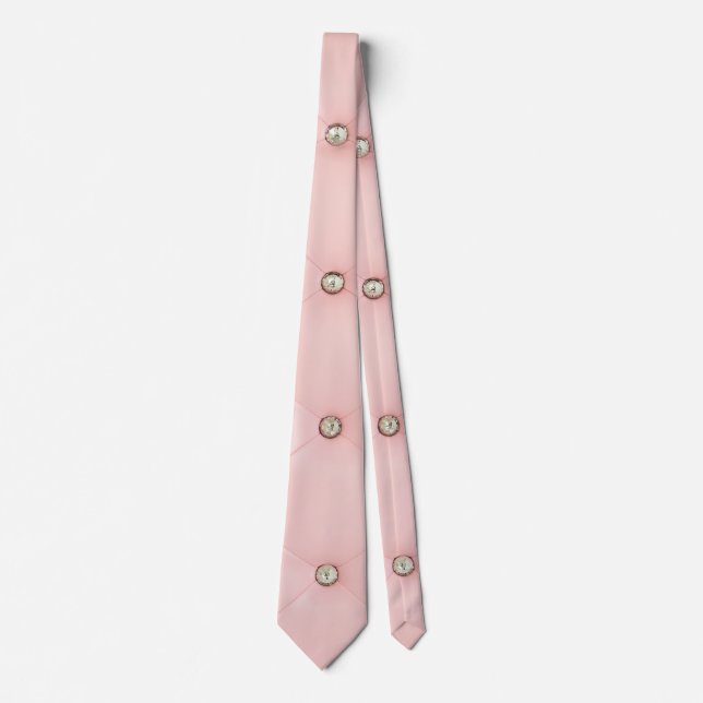 Diamond Bling Rosa Tuftad läder Jewel Vinyl Tie Slips (Framsida)