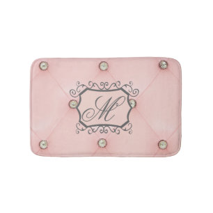 Diamond Bling Rosa Tuftad läder Mönster Bath Mat Badrumsmatta