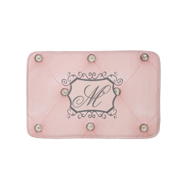 Diamond Bling Rosa Tuftad läder Mönster Bath Mat Badrumsmatta (Framsidan)