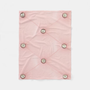 Diamond Bling Rosa Tuftad Leather Fleece Blanket