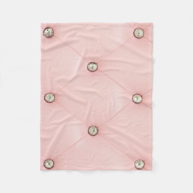 Diamond Bling Rosa Tuftad Leather Fleece Blanket (Framsidan)