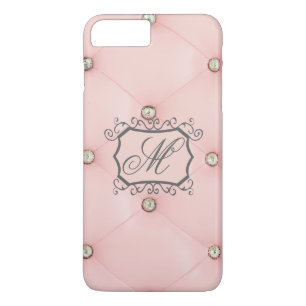 Diamond Bling Rosa Tuftad Monogram iPhone 7+ Fodra