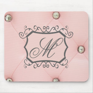 Diamond Bling Rosa Tuftad monogram musknapp Musmatta