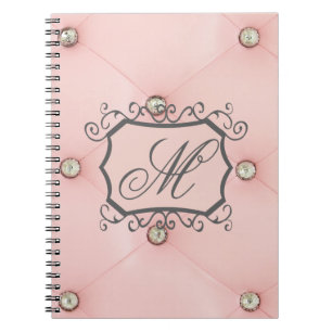 Diamond Bling Rosa Tuftad monogramanteckning Bok Anteckningsbok