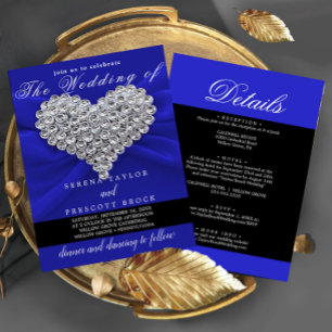 Diamond Blue Elegant Calligraphy Benice Bröllop Inbjudningar