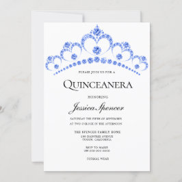 Diamond Blue Glitter Tiara Quinceanera Inbjudan