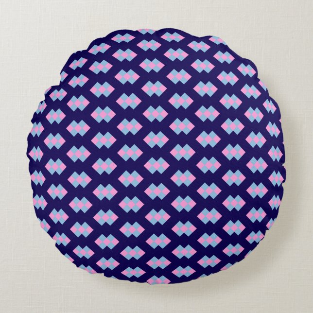Diamond Blue Round Pillow Rund Kudde (Framsidan)