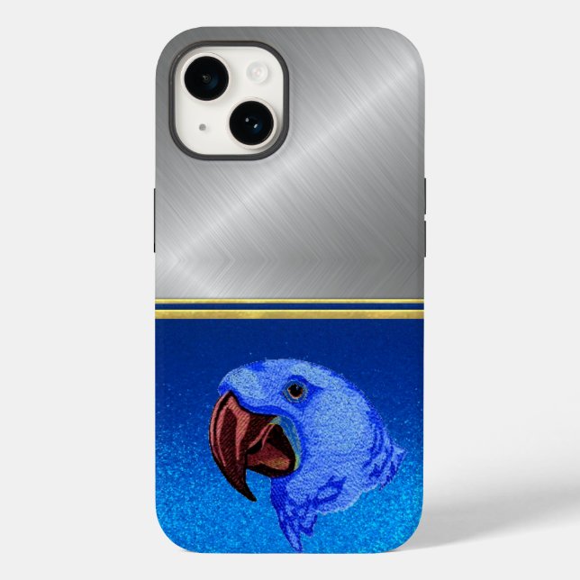 Diamond Blue Sparkle Parrot Bird Lover Case (Baksida)