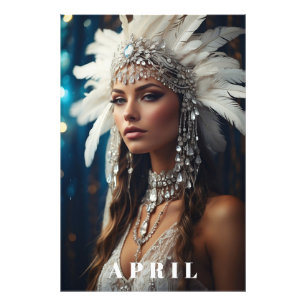 *~ DIAMOND Boho Women AP53 APRIL BIRTHDAY Fototryck