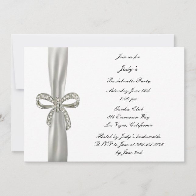 Diamond Bow Bachelorette-partiets inbjudan (Framsida)