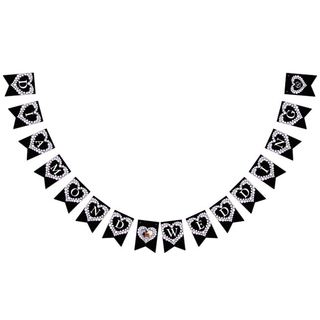 Diamond bröllop 60-årsjubileum fotosvart vimplar (Alla)