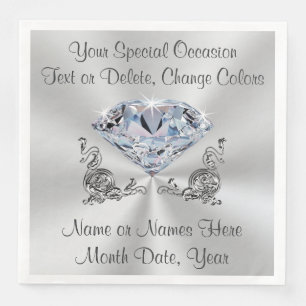 Diamond Bröllop Napkins, årsdag eller födelsedag Pappersservett