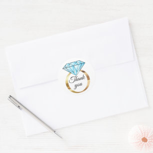 Diamond Bröllop Ring Tack Runt Klistermärke