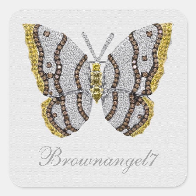 Diamond Butterfly Print Stickers Fyrkantigt Klistermärke (Framsida)