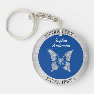 Diamond Butterfly Silver Metall Namn/Info Deep Blu