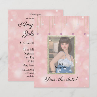 Diamond Chains Glitter Sweet 16 Photo Inbjudningar