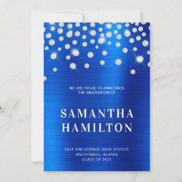 Diamond Confetti Royal Blue Ombre Foil Studenten Meddelande
