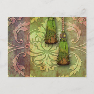 Diamond Damask, MARROCCO i Red och Chartreuse Vykort