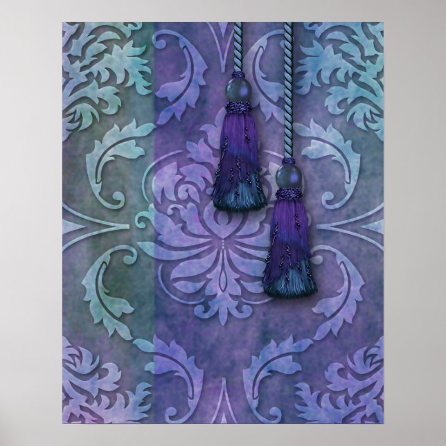 Diamond Damask, MARROCCO i Teal och Lila Poster (Framsidan)