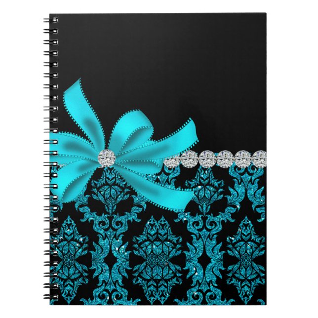 Diamond Damask (Teal Glitter) Anteckningsbok (Framsidan)
